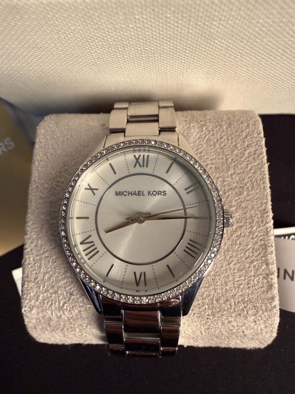 Michael Kors Silver-Tone Stainless Steel Norie Crystal Pave Women's Watch K4851S